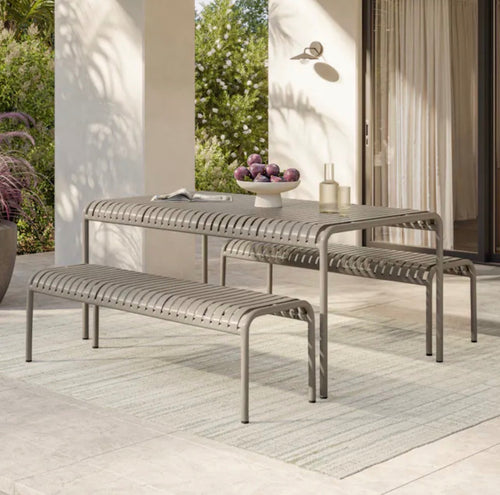 Sarek 67" Outdoor Dining Table Set - Warm Stone