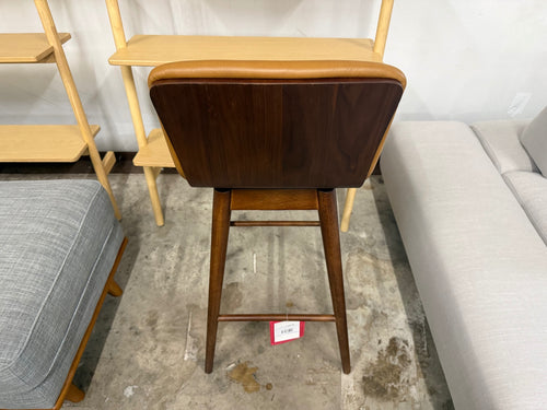 Sede Leather Swivel Bar Stool - Walnut and Toscana Tan