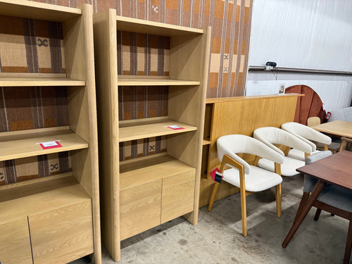 Torme 34" Bookcase With Storage, Tall - White Oak