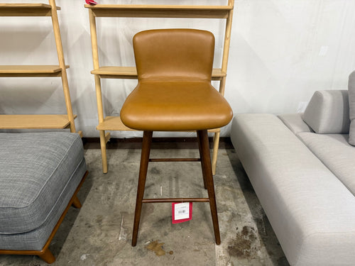 Sede Leather Swivel Bar Stool - Walnut and Toscana Tan
