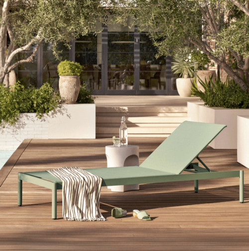 Pair of Tola 78" Outdoor Chaise Lounges - Khaki Green