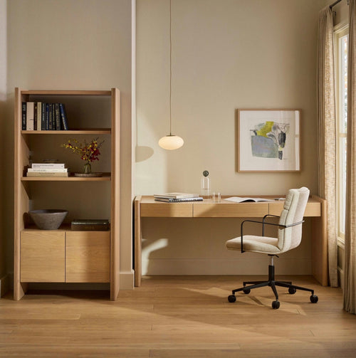 Torme 34" Bookcase With Storage, Tall - White Oak