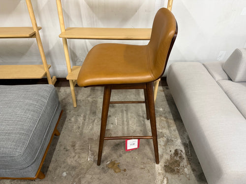 Sede Leather Swivel Bar Stool - Walnut and Toscana Tan