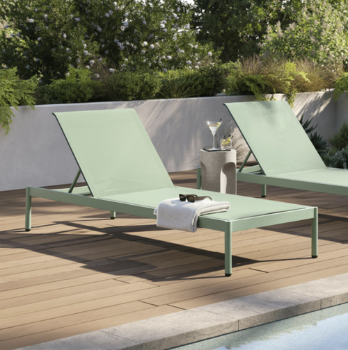 Pair of Tola 78" Outdoor Chaise Lounges - Khaki Green