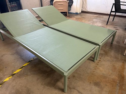 Pair of Tola 78" Outdoor Chaise Lounges - Khaki Green