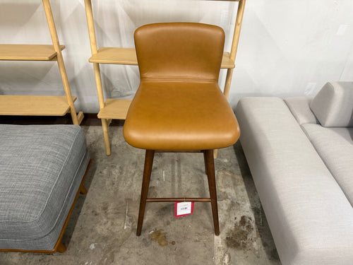 Sede Leather Swivel Bar Stool - Walnut and Toscana Tan
