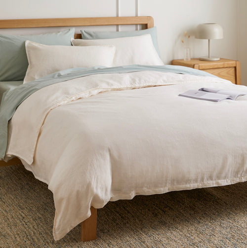 Alto King Linen Duvet Cover - Ivory White