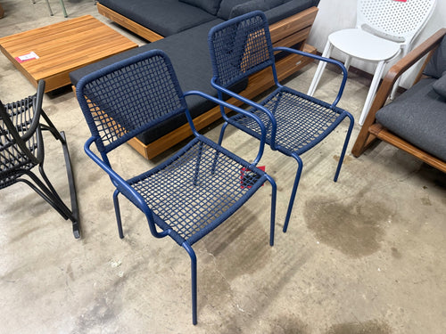 Pair of Manna Outdoor Dining Chair - Indigo Blue