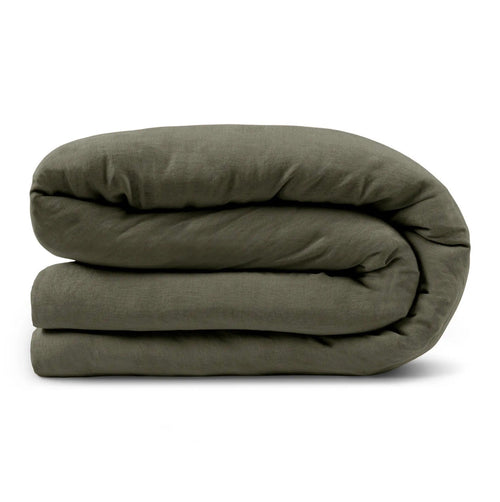 Alto King Linen Duvet and Sham Set - Green