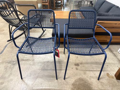 Pair of Manna Outdoor Dining Chair - Indigo Blue