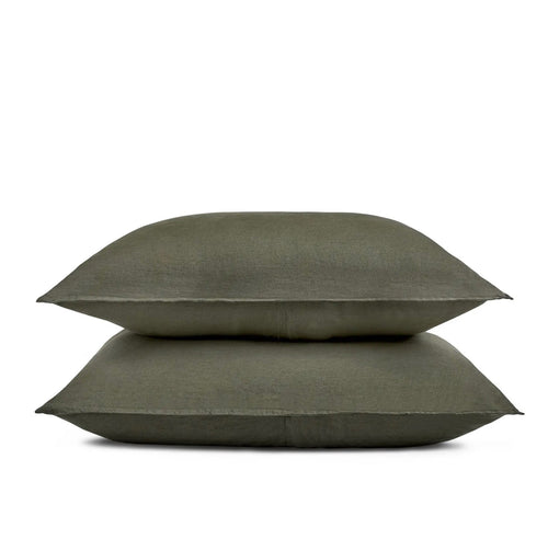 Alto King Linen Duvet and Sham Set - Green