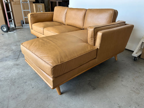 Timber 93" Leather Right Sectional - Charme Tan