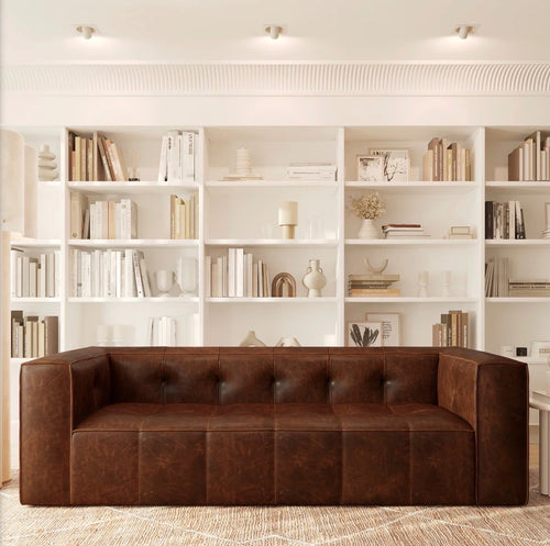 Poly & Bark Capa 96.5" Leather Sofa- Chocolate Brown