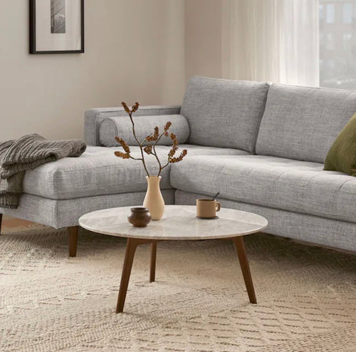Mara 31.5" Marble Coffee Table - Walnut