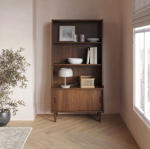 Frances 36" Bookcase With Storage - Walnut