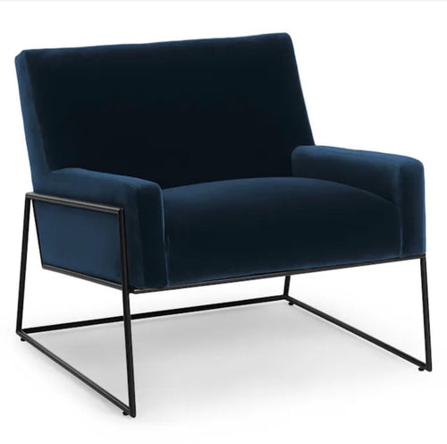 Regis 33" Velvet Lounge Chair - Cascadia Blue