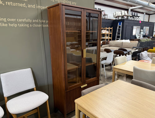 Liv 35.25" Glass Cabinet - Walnut
