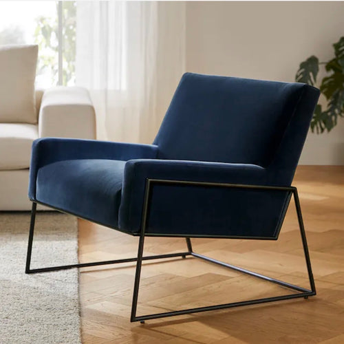 Regis 33" Velvet Lounge Chair - Cascadia Blue