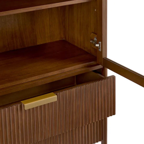 Liv 35.25" Glass Cabinet - Walnut
