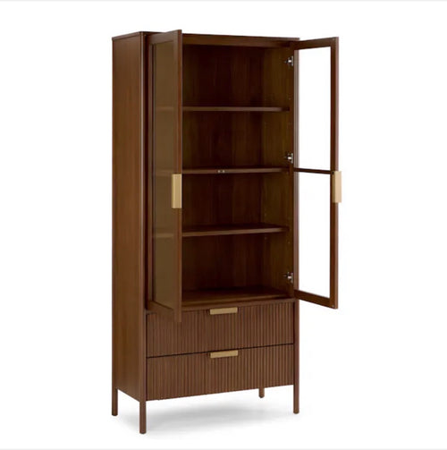 Liv 35.25" Glass Cabinet - Walnut