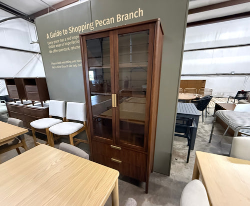 Liv 35.25" Glass Cabinet - Walnut