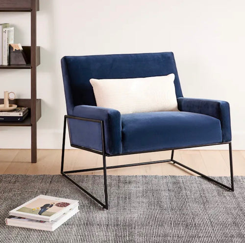 Regis 33" Velvet Lounge Chair - Cascadia Blue