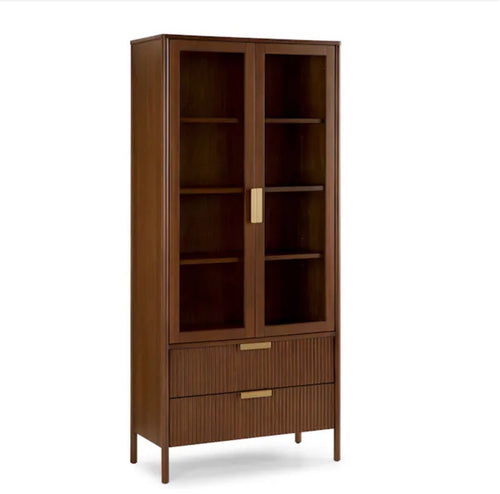 Liv 35.25" Glass Cabinet - Walnut