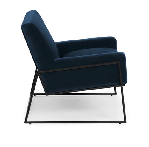 Regis 33" Velvet Lounge Chair - Cascadia Blue