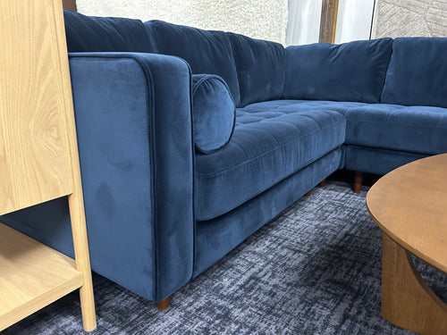 Sven 91" Tufted Velvet Corner Sectional - Plush Cascadia Blue