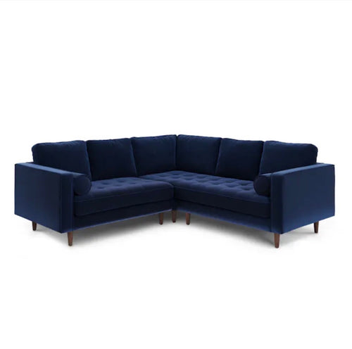 Sven 91" Tufted Velvet Corner Sectional - Plush Cascadia Blue
