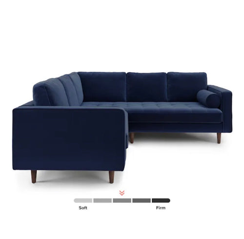 Sven 91" Tufted Velvet Corner Sectional - Plush Cascadia Blue
