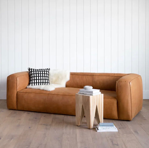 Cigar 92" Leather Sofa - Rawhide Tan