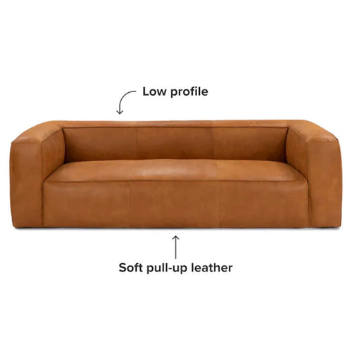 Cigar 92" Leather Sofa - Rawhide Tan