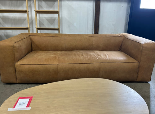 Cigar 92" Leather Sofa - Rawhide Tan