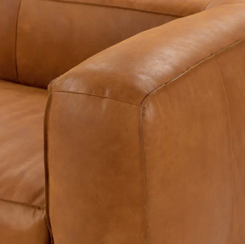 Cigar 92" Leather Sofa - Rawhide Tan