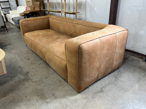 Cigar 92" Leather Sofa - Rawhide Tan