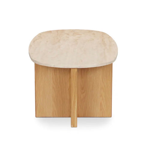 Sporo 47.25" Travertine Coffee Table - Natural Oak