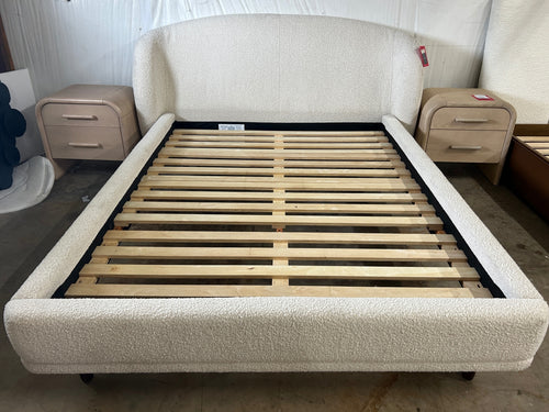 Kayra Queen Upholstered Bed - Ivory Bouclé