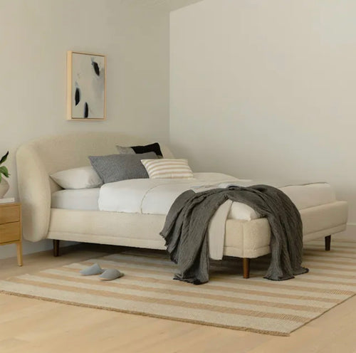 Kayra Queen Upholstered Bed - Ivory Bouclé