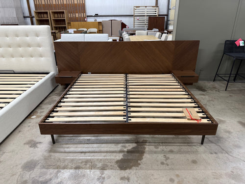 Nera King Low Profile Bed With Nightstands Set - Walnut