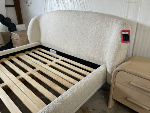 Kayra Queen Upholstered Bed - Ivory Bouclé