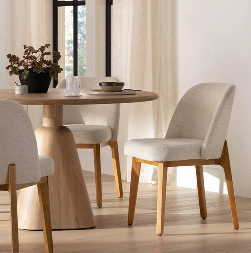 Pair of Alta Dining Chairs - Oak and Camellia Ivory