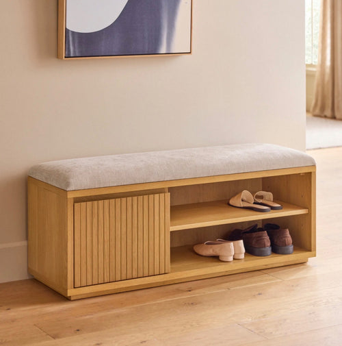 Kouva 47" Bench - Natural Oak And Santolina Gray