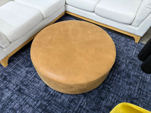 Avery 36" Leather Ottoman - Dakota Tan