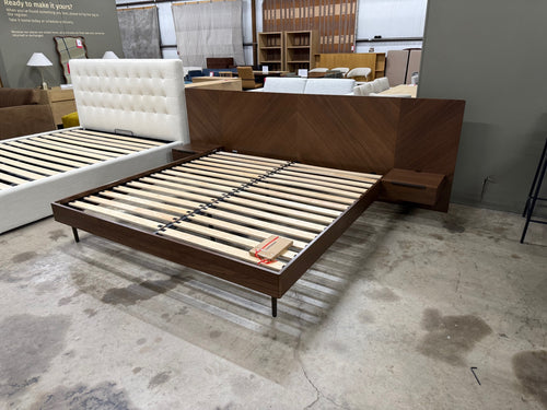 Nera King Low Profile Bed With Nightstands Set - Walnut