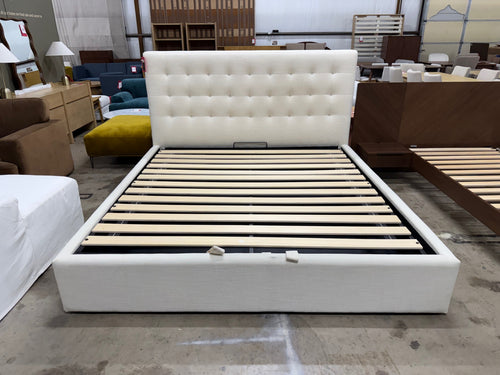 Sven King Tufted Storage Bed - Biscuit Cream