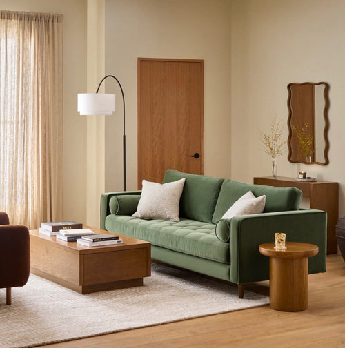 Sven 88" Tufted Velvet Sofa - Plush Pacific Green