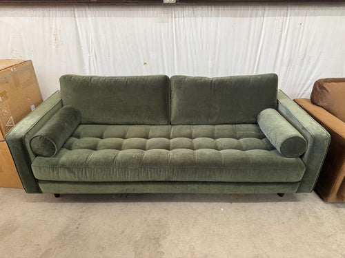 Sven 88" Tufted Velvet Sofa - Plush Pacific Green