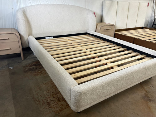Kayra Queen Upholstered Bed - Ivory Bouclé