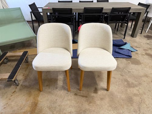 Pair of Alta Dining Chairs - Oak and Camellia Ivory
